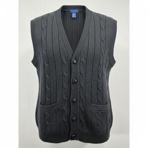 TownCraft Button Down Gray Sweater Vest Large